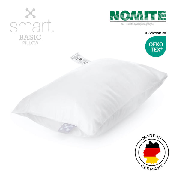 smart® Basic Pillow in der Größe Medium 40 x 60 cm, mittelgroßes Standard Kissen mit Hohlfaser Füllung und Bezug aus Baumwolle, ideal für Kinder und Erwachsene, Allergikerfreundlich, Nomite, Oeko-Tex Standard 100, Made in Germany