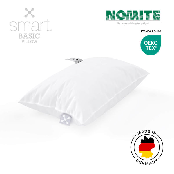 smart® Basic Pillow in der Größe Small 30 x 50 cm, kleines Standard Kissen mit Hohlfaser Füllung und Bezug aus Baumwolle, ideal für Kinder und Erwachsene, Allergikerfreundlich, Nomite, Oeko-Tex Standard 100, Made in Germany