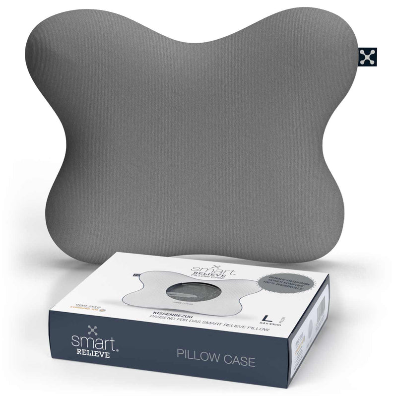 smart® Relieve Pillow Case, weicher Kissenbezug aus Baumwolle passgenau für das ergonomische Schmetterling-Kopfkissen smart® Relieve Pillow in der Farbe Grau