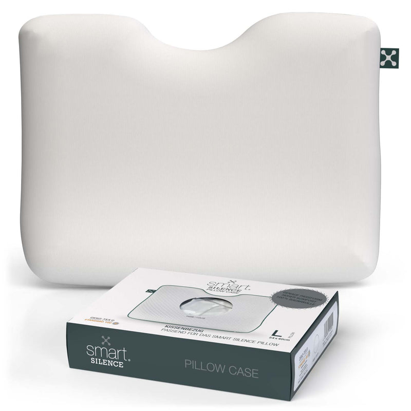 smart® Silence Pillow Case, weicher Kissenbezug aus Baumwolle passgenau für das Anti-Schnarch-Kopfkissen smart® Silence Pillow in der Farbe Weiß